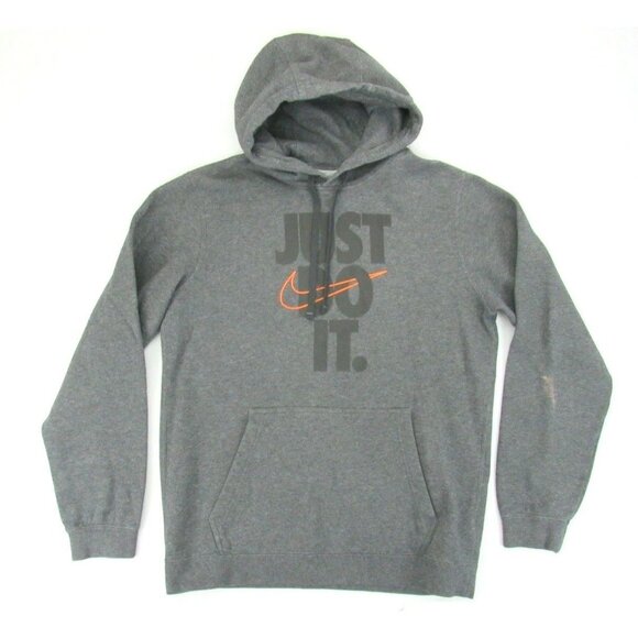 Nike Mens JDI Hoodie Size M Gray Fleece Sweatshirt NSW Tech Just Do It Essential - Picture 1 of 7